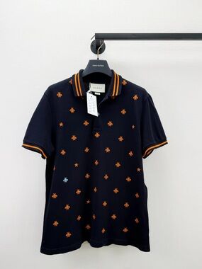 🚩steal Gucci Polo with Orange Bee & Stripe Accents